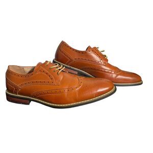 Bruno Marc Prince Shoes Mens Size 9.5 Brown Wingtip Oxford Brogue Dress